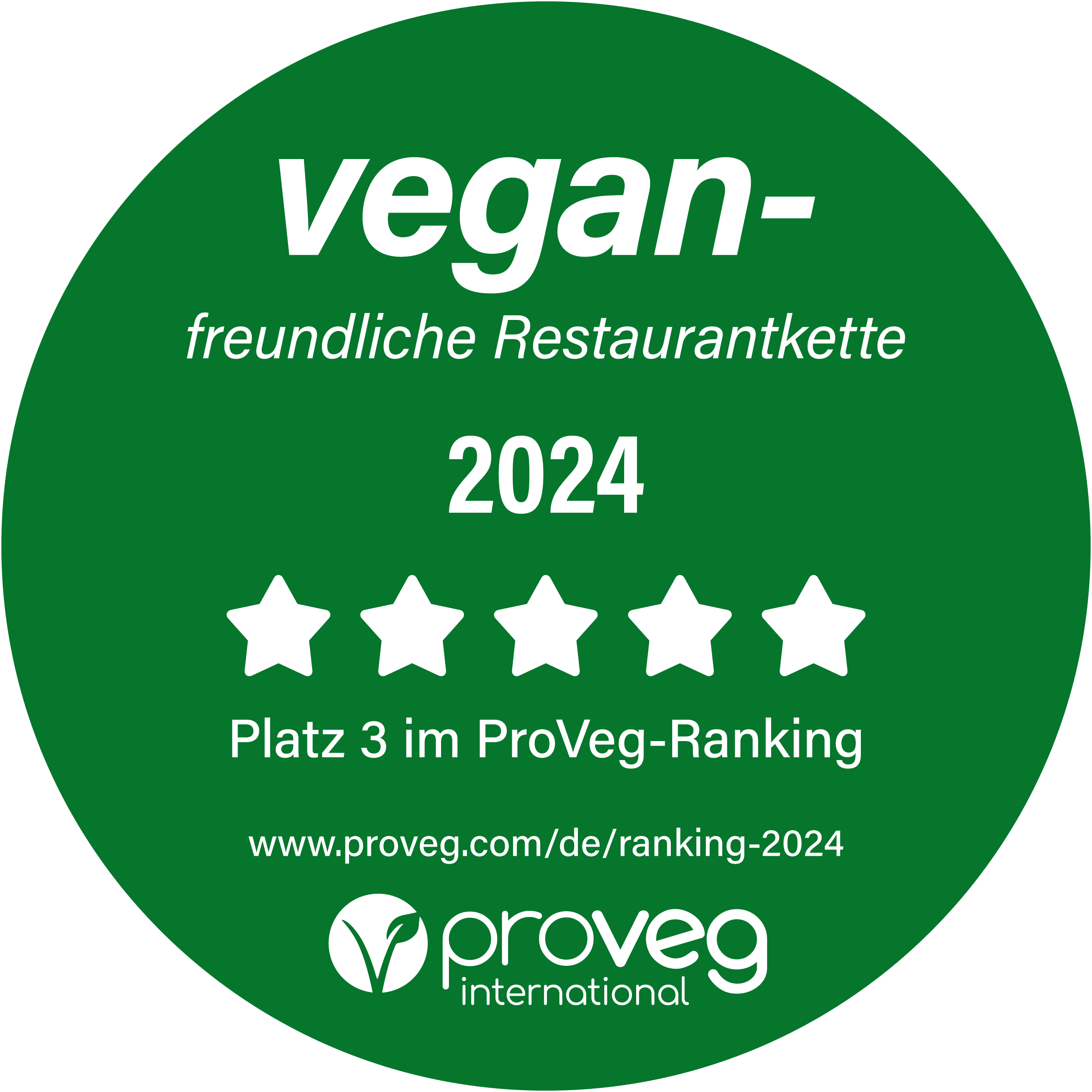 Platz 3 im ProVeg-Ranking der vegan-freundlichen Restaurantketten 2024